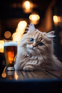 beer cat at the pub 4 4k