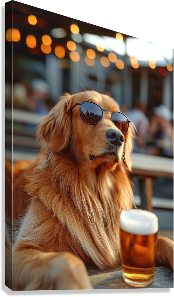 Beer Dog at the Beach 2 Canvas Print