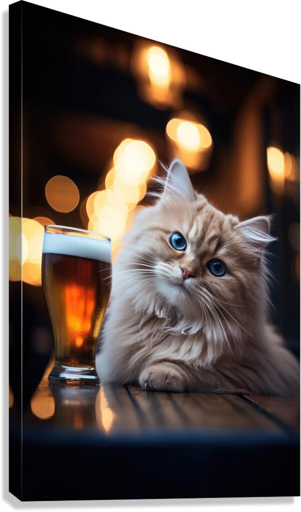 beer cat at the pub 4 4k Canvas Print