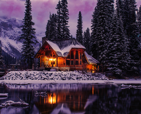 cabin in the woods by Vibrant Canvases