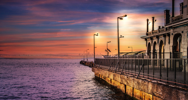 sunset dock by Vibrant Canvases