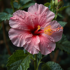 pink hibiscus rosa-sinensis