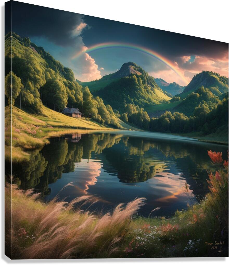 the scene is a serene lake Canvas Print