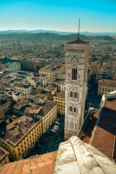 View of the city of Florence from the top of the Duomo Cathedral in Florence Tuscany Italy by ambrosiniv