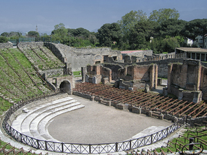 Pompei theatre at Pompei Scavi in Italy