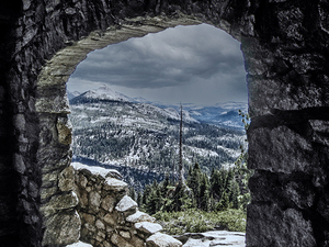 View on Yosemite valley in winter