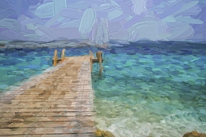 Wooden jetty and boat