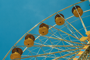 Ferris wheel in blue and yellow