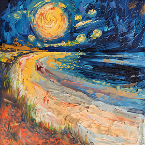 beach art beauty scenery nature starry night pain