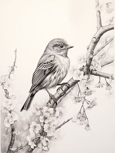 bird ivory pencil sketch drawing nature spring el