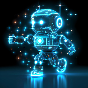 blue robot technology glowing