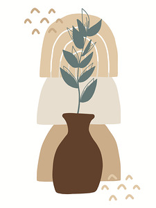 boho modern minimalist wall art nature decor vase