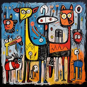 dogs abstract nature neo expressionism animals pe