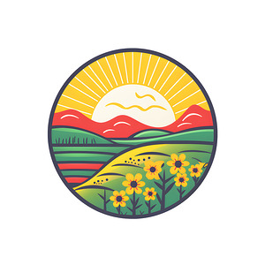 farm logo landscape sunshine flowers nature outdo
