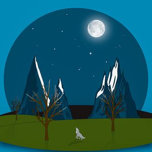 graphic mountains snow wolf moon nature wildernes