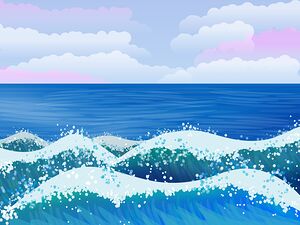 landscape sea ocean waves beach blue sky clouds h