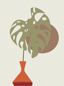 monstera plant boho botanical drawing leaves trop