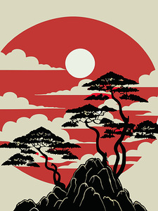 mountains sunset sunrise tree japanese travel sce