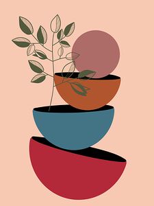 plant nature bowls leaves pile poster botanical b