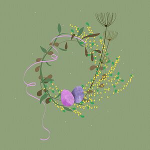 wreath flowers bouquet easter eggs nature drawing