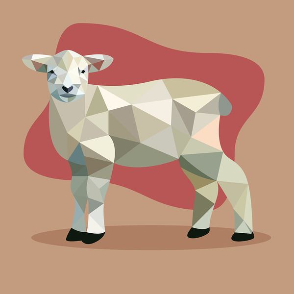 polygon sheep low poly goat abstract graphic lamb Print