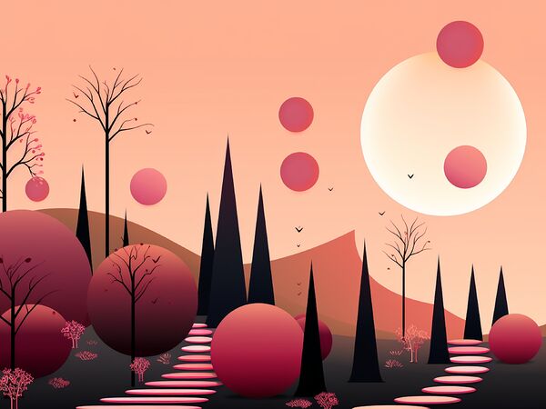 sunset dawn trees forest park art Print