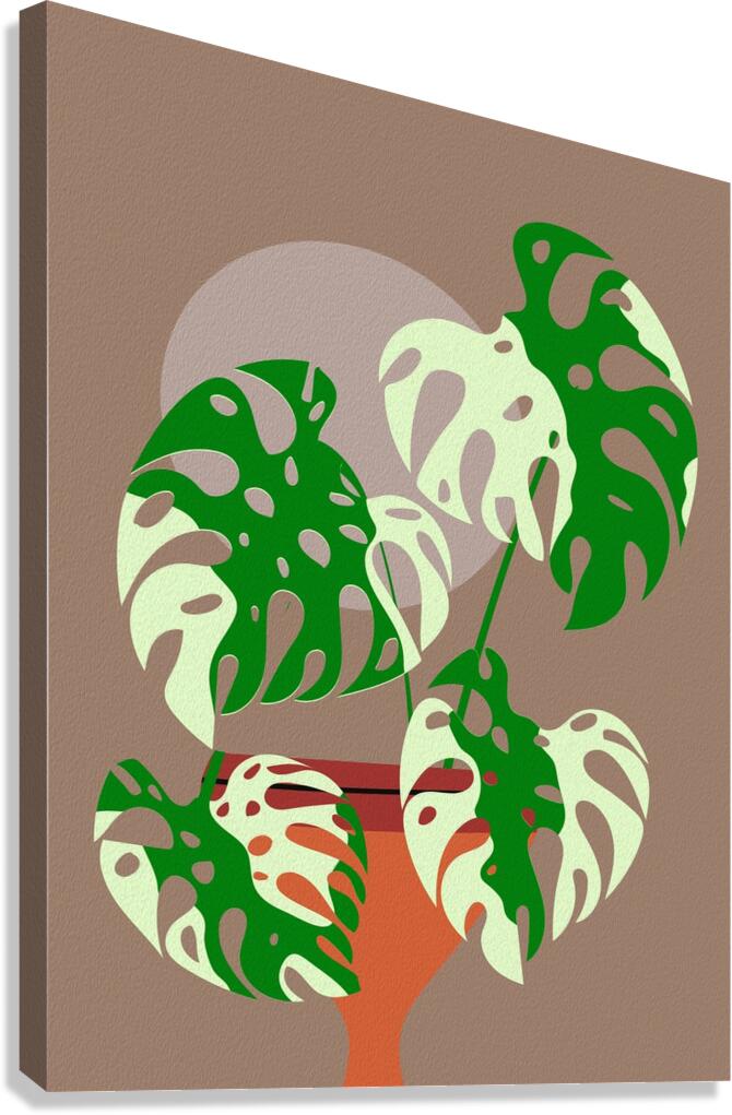monstera plant boho floral background botanical d Canvas Print