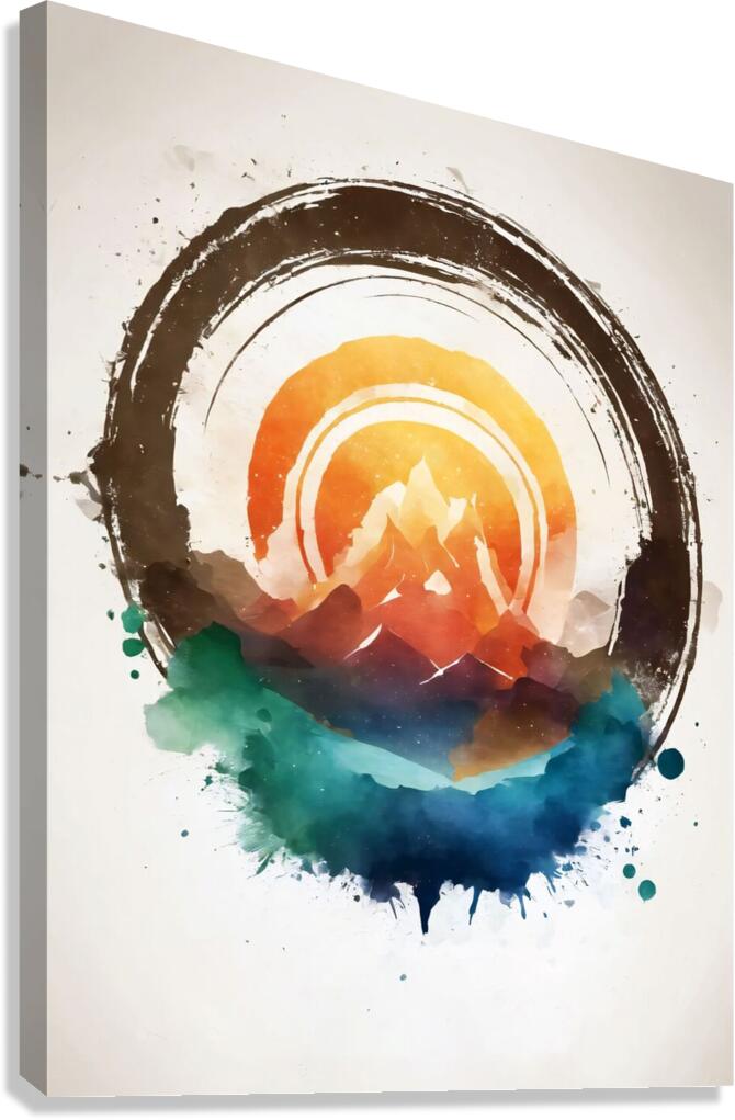 nature watercolor mountain camping outdoors fores Canvas Print