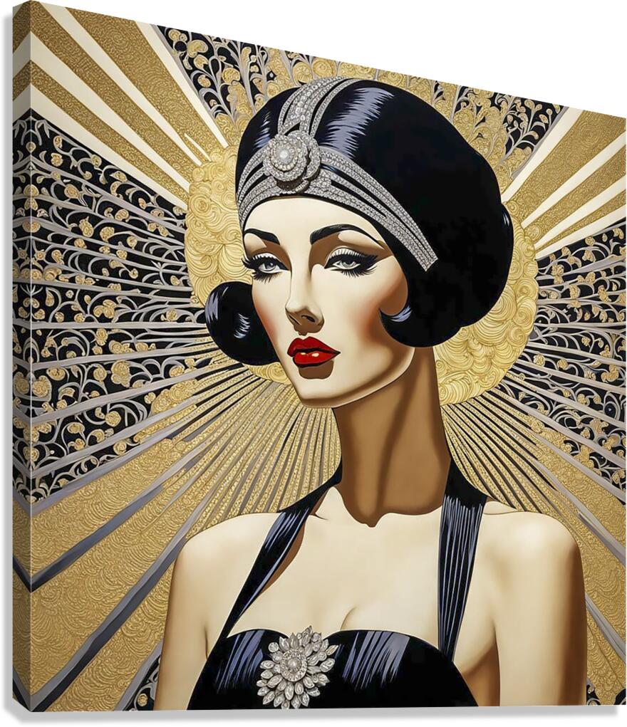 art deco beauty woman female gorgeous girl face p Canvas Print