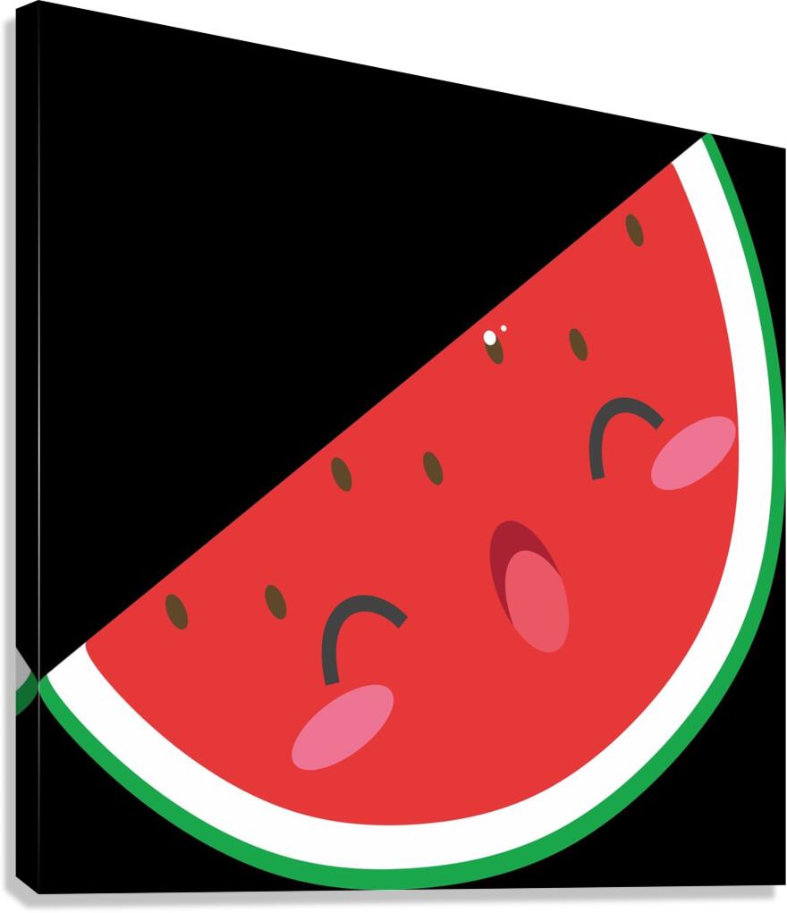 fruit watermelon cute kawaii healthy seeds face.j Canvas Print