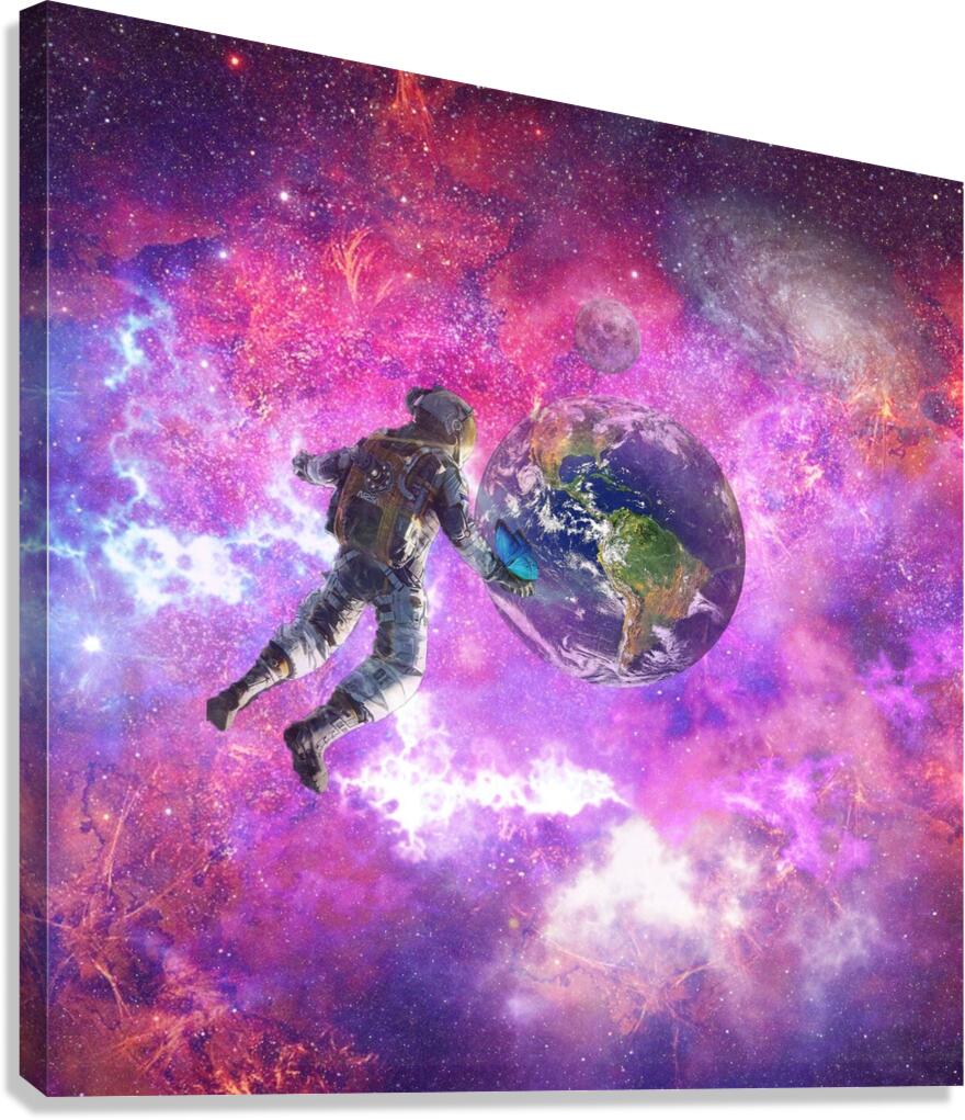 astronaut earth space planet universe fantasy ast Canvas Print