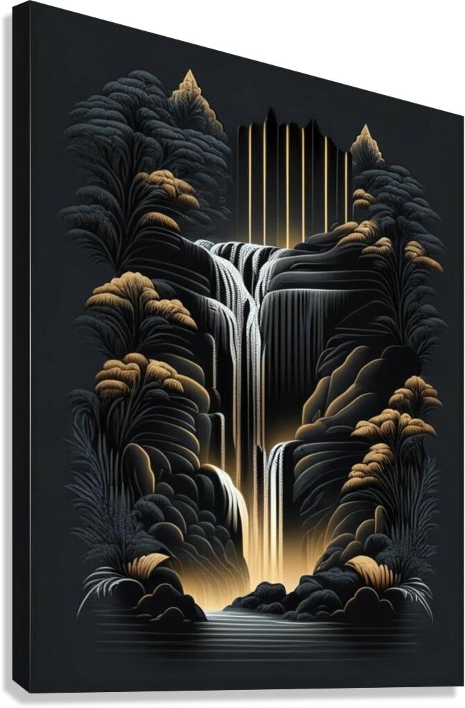 waterfall water nature springs rain drawing paint Canvas Print