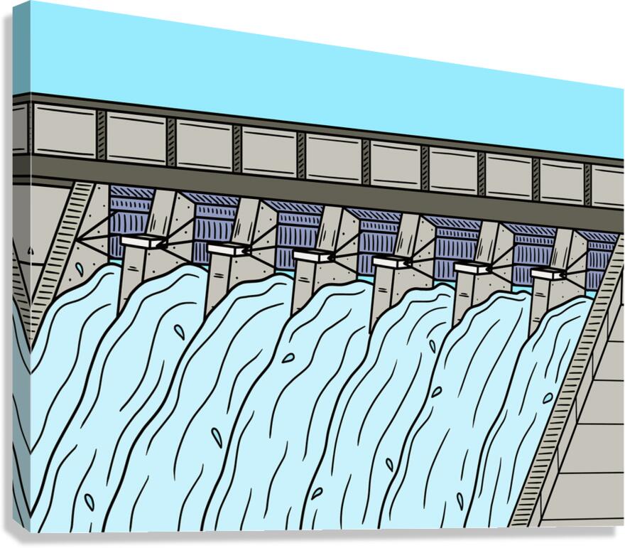 dam floodgate stop gates water supply water reser Canvas Print