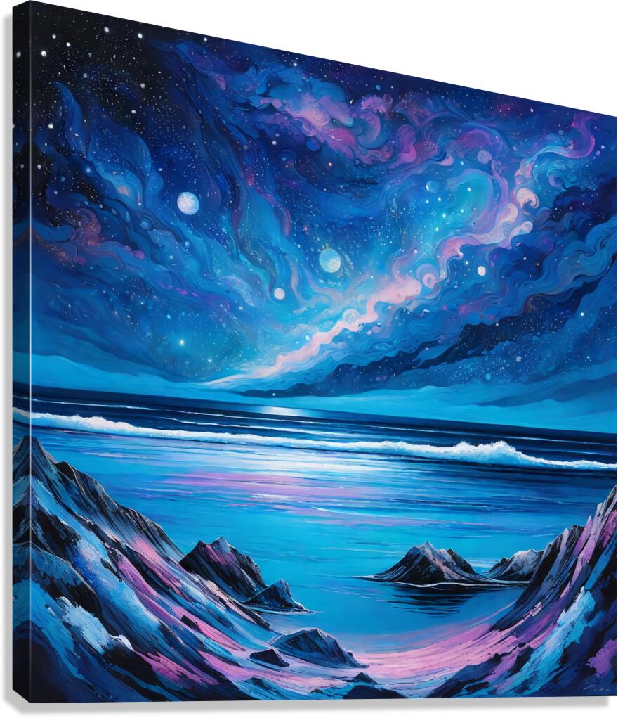 sea stars night nature ocean sky space galaxy nig Canvas Print