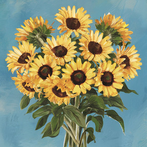 a bright and cheerful poster featuring a bouquet