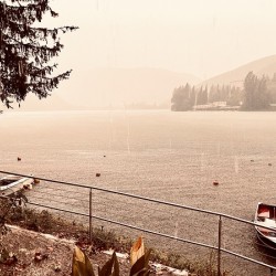 Summer rain on lake Piediluco