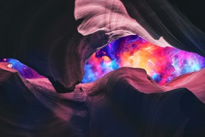Grand Canyon with Colorful Space Collage