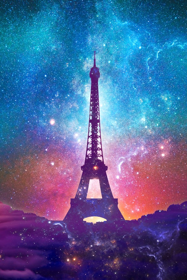 Eiffel Tower - Milky Way Collage Print