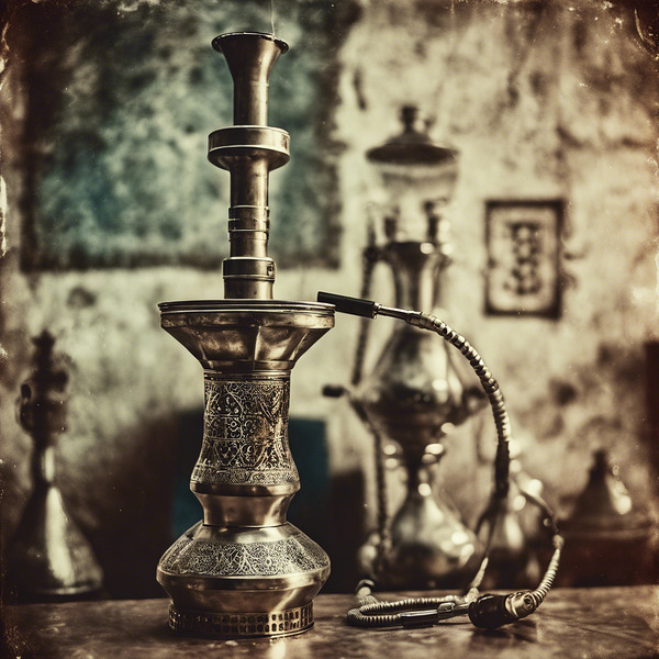 338690 shisha with light colored old Arabic backg Print
