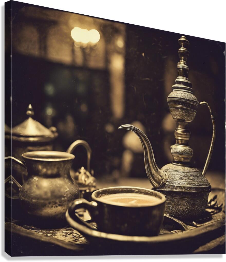 919881 hot coffee drink in old fashion glass ware Canvas Print