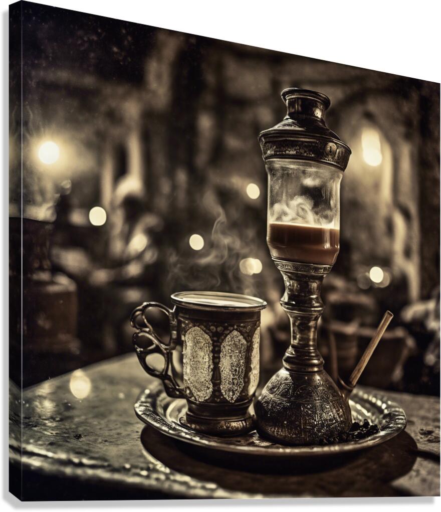 919879 hot coffee drink in old fashion glass ware Canvas Print