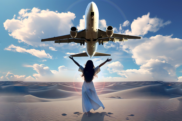 Under the clouds in realistic style Print