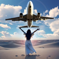 Under the clouds in realistic style