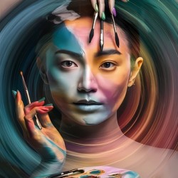 captivating surrealist impressionist double expo.