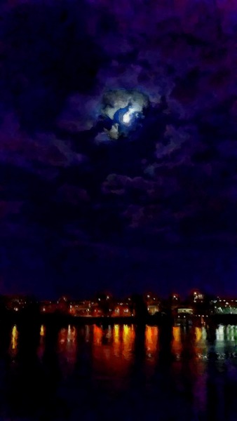 Moon Over Portland - Oregon by J R Picard