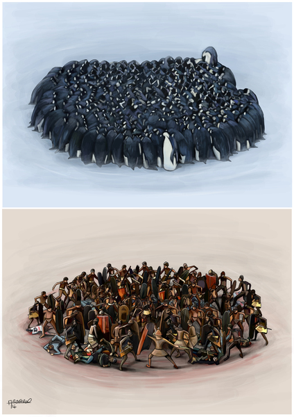 Penguins and humans Print