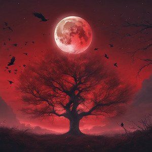  picture in which the moon is red