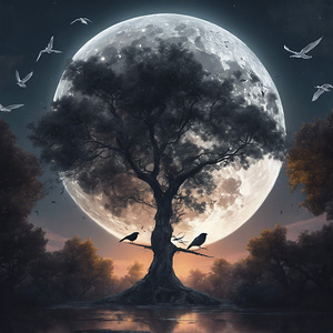  picture in which the moon is With atree