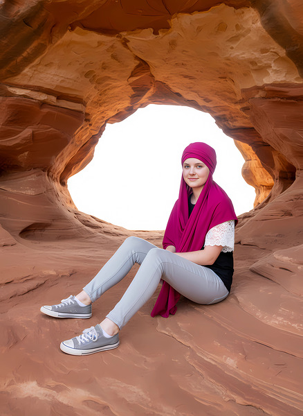Modest Beauty in the Desert | Hijab Woman Portrait Aesthetic Design by MTCAYACHI