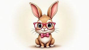 Cute Embroidered Bunny with Glasses V2